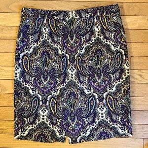 J. Crew ‘The Pencil Skirt’ Purple Paisley Size 10